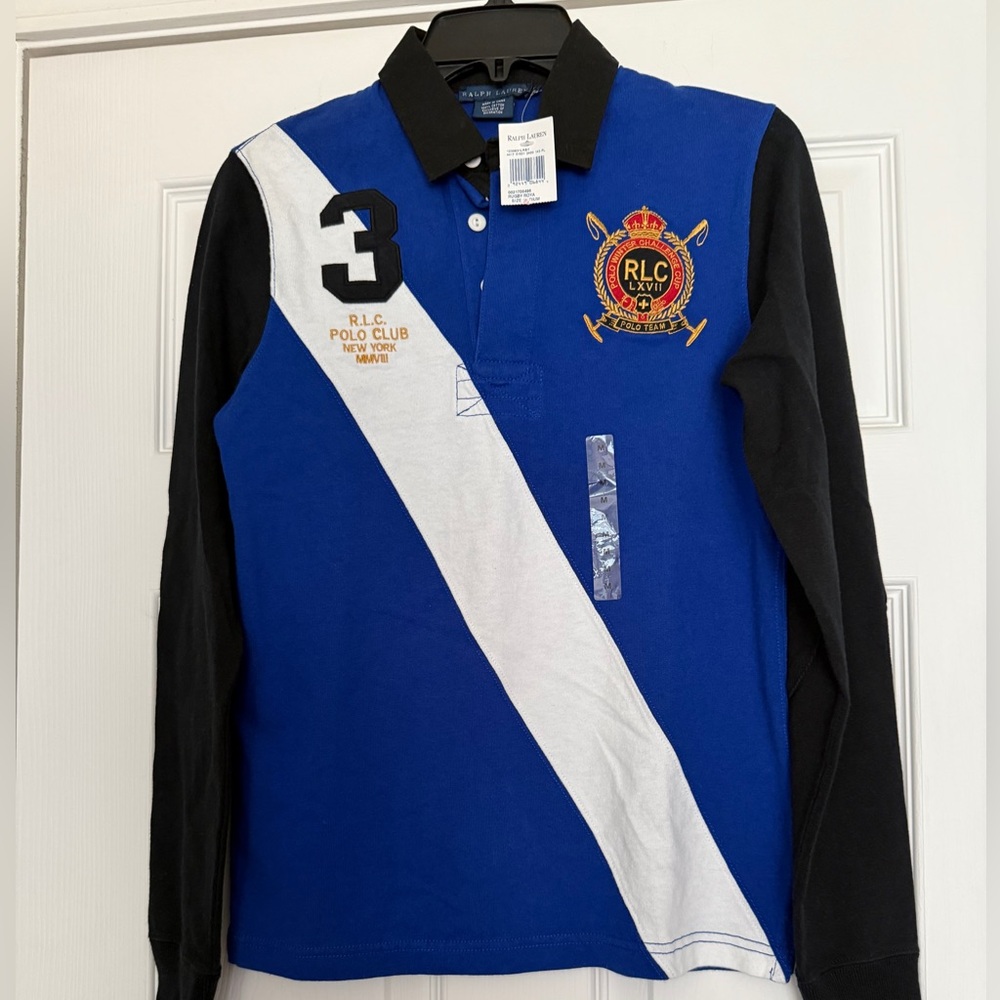 Polo Ralph Lauren winter challenge cup Blue and Black Long Sleeve rugby shirt